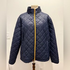 Like New! Barbour Kellen Quilt Jacket - Navy Puffer Jacket with Yellow Zip